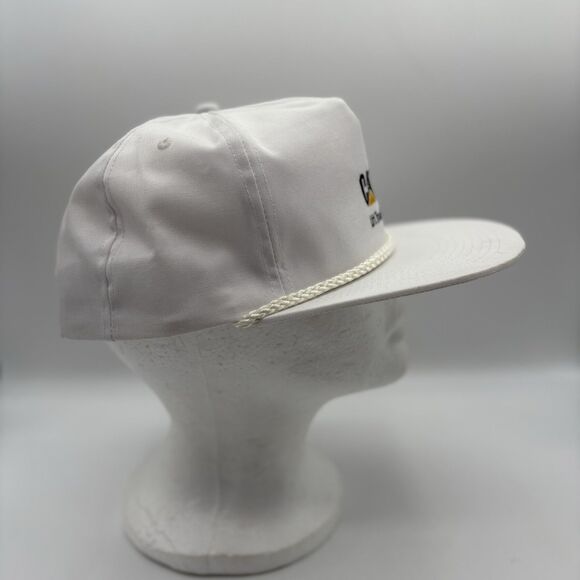Vintage CAT Caterpillar Patch Construction Trucker Rope Hat Snapback Cap White - Picture 2 of 9